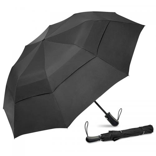 2 fold automatic double canopy vented golf umbrella