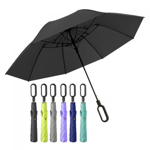 Ring Buckle Handle 2 Fold Automatic Open Windproof Umbrellas