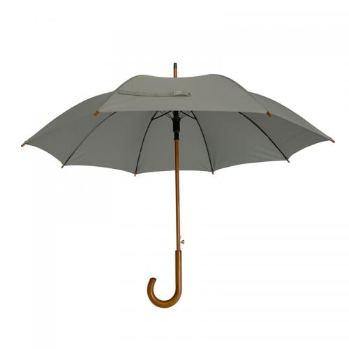 Custom 23 Inch Classic Windproof Wood Handle Wood Shaft Auto Open Straight Stick Umbrellas With Logo Print