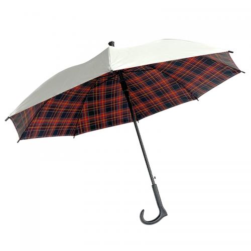 23 Inch Automatic Open UV Protection Sliver Coating Long Straight Walking Stick Umbrella With Logo Printing