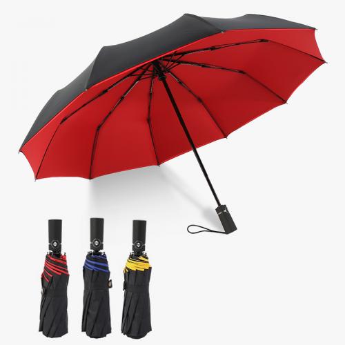 3 Fold Double Layer Travel Windproof Auto Open And Close 10 Ribs Portable Folding Umbrellas