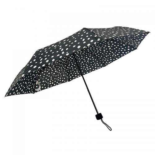 Windproof Portable Compact 3 Fold Manual Open White Dot Printing Umbrellas