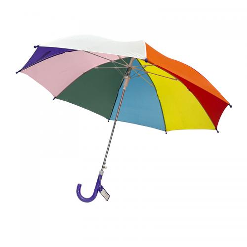 Straight Umbrellas Curved Handle Colorful Rainbow Automatic Kids Umbrellas For Children