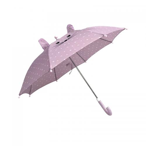 Straight Umbrella J Handle Pongee Printing Fabric Windproof Manual Open Kids Animal Umbrella For Children