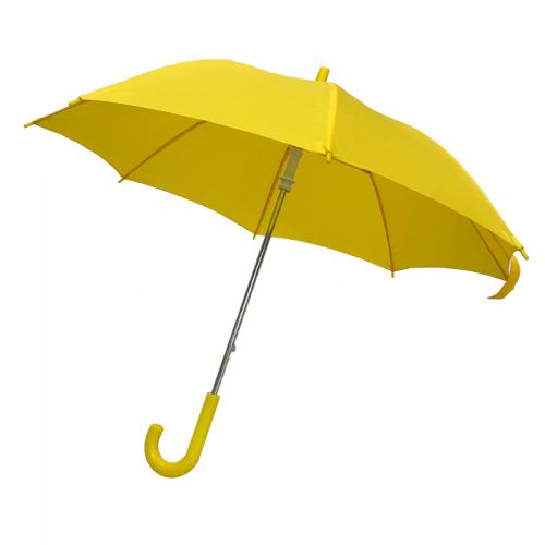 Custom Yellow Color Straight Windproof Umbrella Manual Open Waterproof Curved Handle Children Umbrellas For Kids