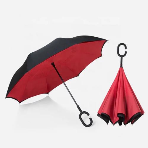 23 inch double layer C shape handle straight reverse inverted umbrella for car 